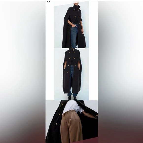 Zara limited edition wool blend Cape Coat - Picture 6 of 13